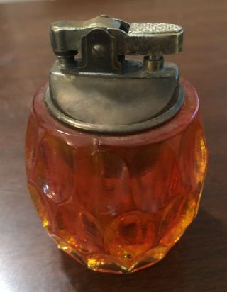 Vintage Amber Table Top Lighter Glass Japan