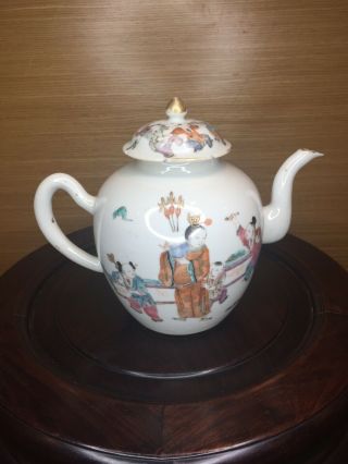 Large Antique Chinese Famille Rose Tea Pot