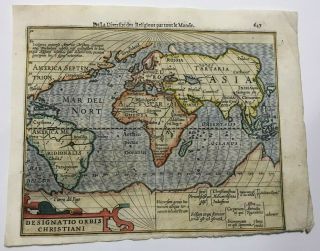 Religions In The World 1613 Mercator Hondius Atlas Minor Unusual Antique Map