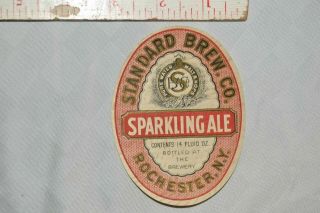Vtg/antique Standard Brewing Pre - Prohibition Beer Bottle Label Rochester Ny