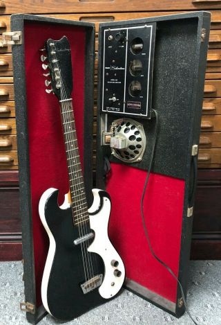 1960s Black Silvertone 1448 Electric Guitar W/ Danelectro Tube Amp - In - Case Vtg