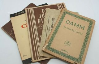 Set Of 5 Vintage German Sheet Music Edition Steingräber Damm Klavierschule