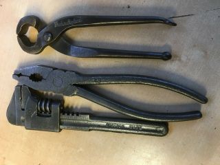 3 Vintage Adjustable Spanner,  Wrench,  And Pliers,  And Pincers,  Toolkit Items,