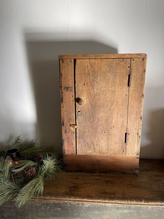 19th C Primitive Antique Early Wall Cabinet Cupboard Attic Surface