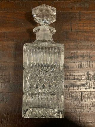 Vintage Crystal Clear Glass Whiskey Decanter 10 "
