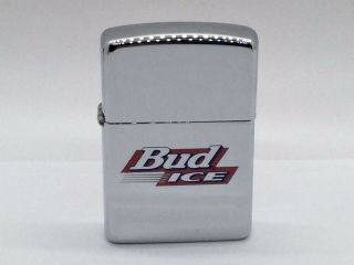 1996 Polished Chrome Bud Ice Beer Promotional Zippo Lighter,  Unsparked,