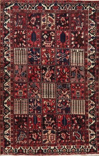 Vintage Garden Design Bakhtiari Oriental Area Rug Wool Hand - Knotted Carpet 5 