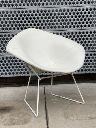 Vintage Mid Century Modern Bertoia Diamond Chair Full Cover & White Frame