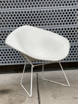 Vintage Mid Century Modern Bertoia Diamond Chair Full Cover & White Frame 3
