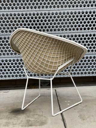 Vintage Mid Century Modern Bertoia Diamond Chair Full Cover & White Frame 6