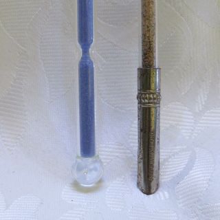 Vintage Alum Bay Sand Souvenir Glass Dip Pen & Cocktail Stick Stir / Timer