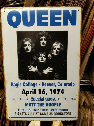 Queen/ Mott The Hoople Concert - Small Vintage - Style Metal Wall Sign 30x20cm,