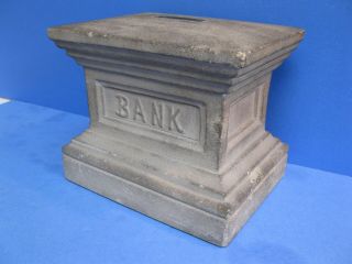 Antique Folk Art Carved Stone 1899 Bank Archtictural Munument Salesmans Sample