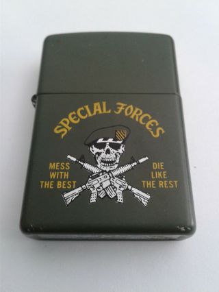 Zippo Special Forces Mess With The Best Green Matte Lighter 1990 H Vi Great Cond