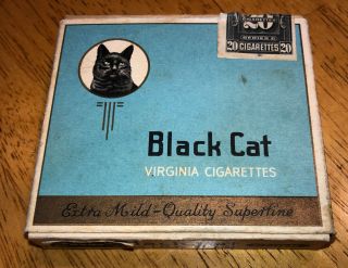 Vintage Black Cat Virginia Cigarettes Extra Mild Cigarette Box