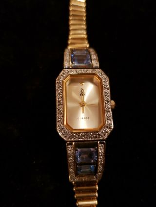 Danbury Gold Vermeil Sterling Silver Watch W Diamond & Blue Gemstone