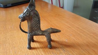 Small Vintage Stylized Brass Metal Horse Figure