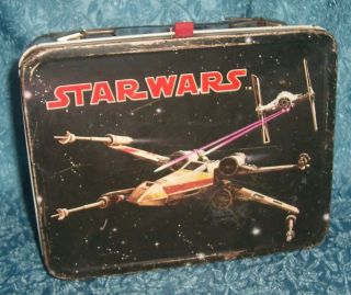 Vtg 1977 Star Wars Thermos Metal Lunch Box No Handle Vg