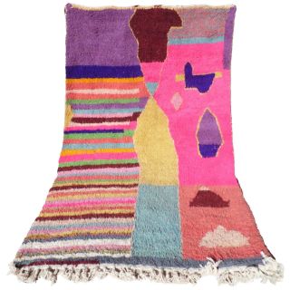 5.  6 Ft X 8.  6 Ft Vintage Moroccan Handmade Boujad Boujaad Beni Ourain Carpet Rug