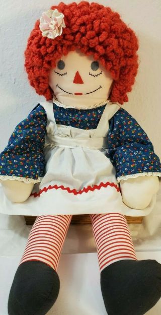 Vintage Raggedy Ann Doll - Handmade 25 " Tall With " I Love You " Heart On Chest