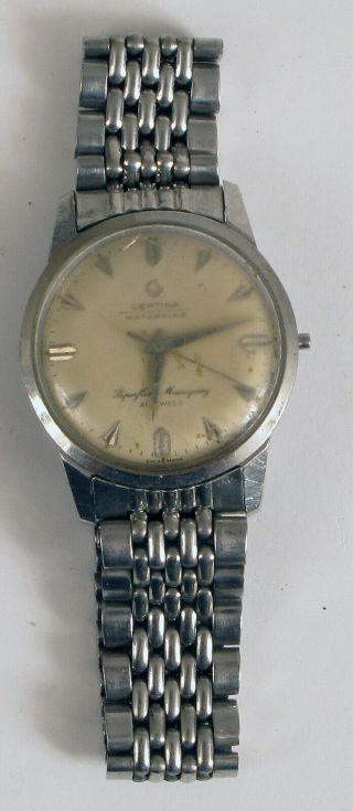 Vintage Certina Waterking Wristwatch 17 Jewels Mens Not Missing Crown