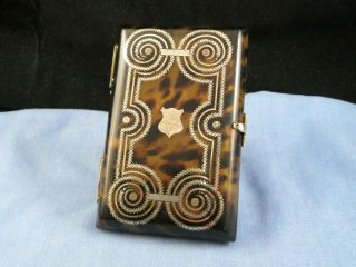 Victorian Antique Silver & Gold Pique Aide Memoire Note Book Pocket Box Case