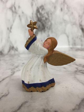 Vintage Avon Advent Christmas Tree Replacement Part Angel Topper Gold Star 2.  5 "
