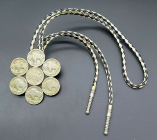 Indian Head Buffalo Nickel Coins Vintage Bolo Tie