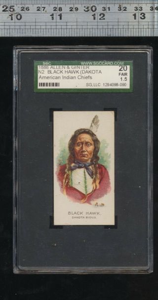1888 Pair Allen & Ginter Graded Tobacco Cards Indian Chiefs Black Hawk Big Bear