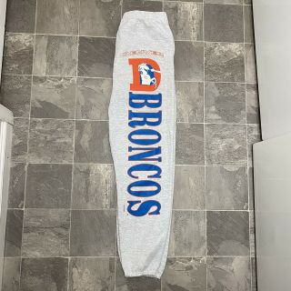 Men’s Vintage 90s Denver Broncos Big Spellout Logo Jogger Sweat Pants Sz L Gray