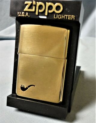2000 Zippo Solid Brass Pipe Lighter In Zippo Display Box