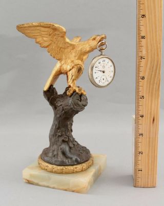 19thc Antique Gold Gilt Bronze Eagle Sculpture,  Pocket Watch Holder,  Nr