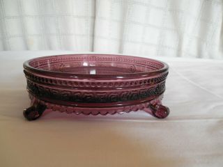 Vintage Purple Amethyst Glass Footed Bowl,  Dish Rare Piece