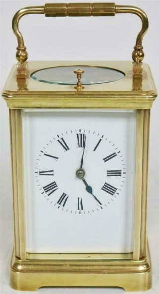 Antique French Classically Designed Brass & Glass 8 Day Repeater Carriage Clock