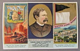 West Virginia 1888 Duke N133 State & Territorial Governors Tobacco Card Tri - Fold