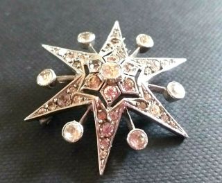 Brooch Circa 1890 Antique Star Burst Solid Silver Sparkly Brooch - Stunning