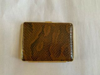 Vintage West Germany Cigarette Case And Wallet Gold Metal And Leather Pattern