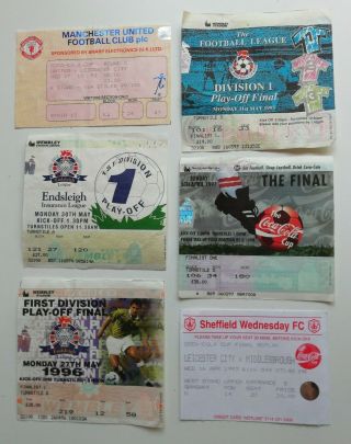 6x Rare Vintage Classic Match Tickets Leicester City Playoffs,  Cup Finals 1990s