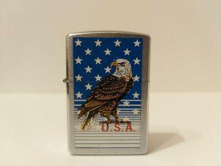 1995 Vintage Usa Liberty Eagle Zippo Lighter With Flint