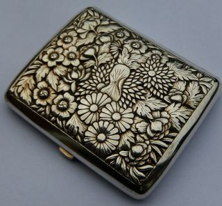 Fine Quality Antique Chinese Export Solid Silver Cigarette Case; Wang Hing C1890