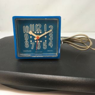 Vtg Westclox Cube Blue Space Age Mod Mcm Clock