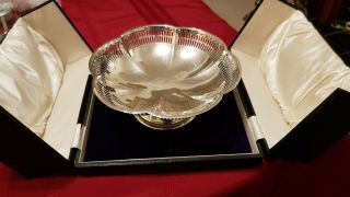 A,  Large,  Boxed Solid Silver Pierced Fruit Bowl.  1923.