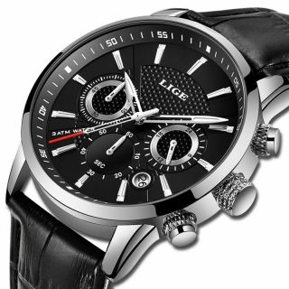 2019 Neue Herren Uhren Lige Top Marke Luxus Leder Casual Quarzuhr Männer Sport