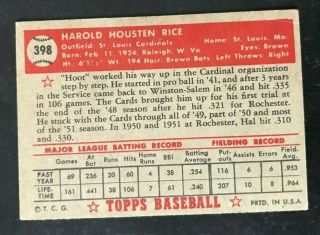 1952 Topps Hal Rice 398 - Centering 2