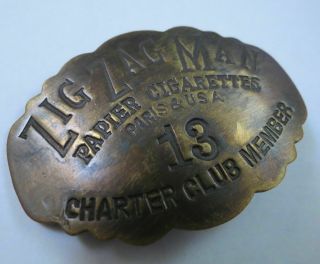 Vintage Zig Zag Man 60s Rolling Paper Brass Badge Pin Pot Weed Marijuana 13