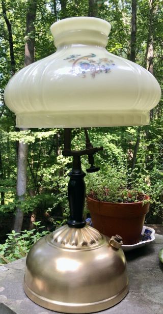 Antique Coleman Model 117 Instant - Lite Gas Lamp W/ 444 Peacock Shade