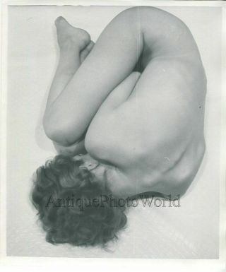 Nude Woman On Floor Posing Vintage Art Photo