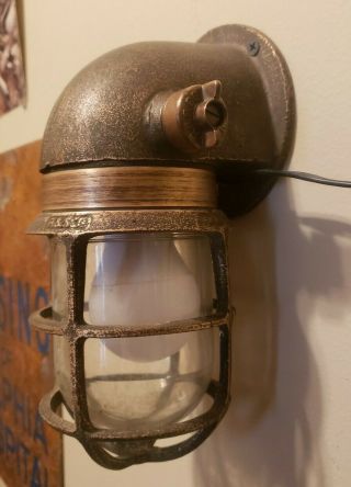 Brass R&s Co.  Russel & Stoll Explosion Proof Antique Nautical Wall Light