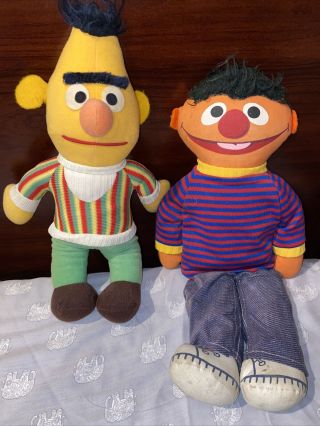 Vintage 70s Knickerbocker Sesame Street Bert & Ernie 11” & 13”cloth - Rag Doll