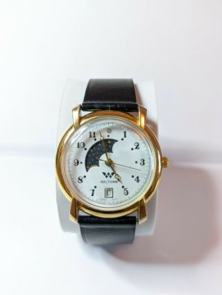 Vintage Waltham Vp33m Watch With Date And Moon Phase From 1970 Japan Quartz Movt